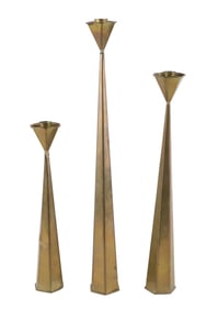 Three Modern Brass Candlesticks