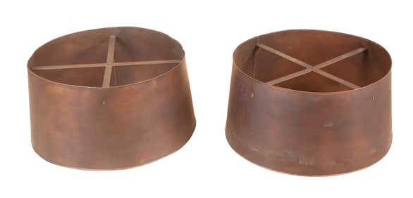 Two Patinated Metal Lampshades
