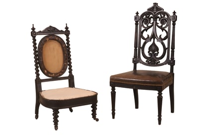Two Victorian Ebonized Side Chairs