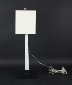 Contemporary White Marble and Metal Columnar Lamp