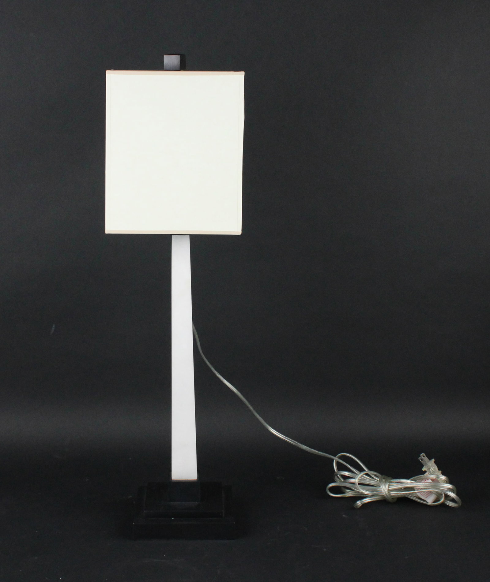 Contemporary White Marble and Metal Columnar Lamp (1 of 5)