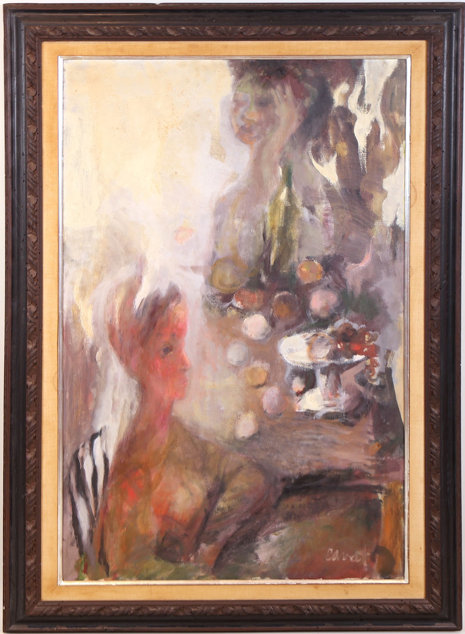 Irma Cavat, American 1928, Two Figures at Table, Oil on Canvas (1 of 12)