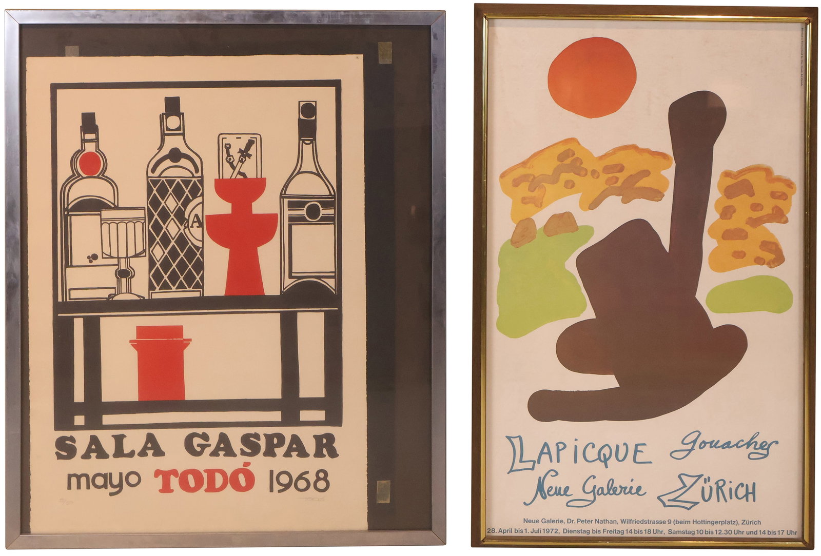 Charles Lapicque, French 1898-1988, Nueu Galerie, Zurich, Poster: Charles LapicqueFrench, 1898-1988Nueu Galerie, ZurichPoster1972, Lapicque Gouaches. Together with a silkscreen poster for the Sala Gaspar 1968 exhibit for Francesco Todo Garcia. 2 piecesOverall: 31-3/