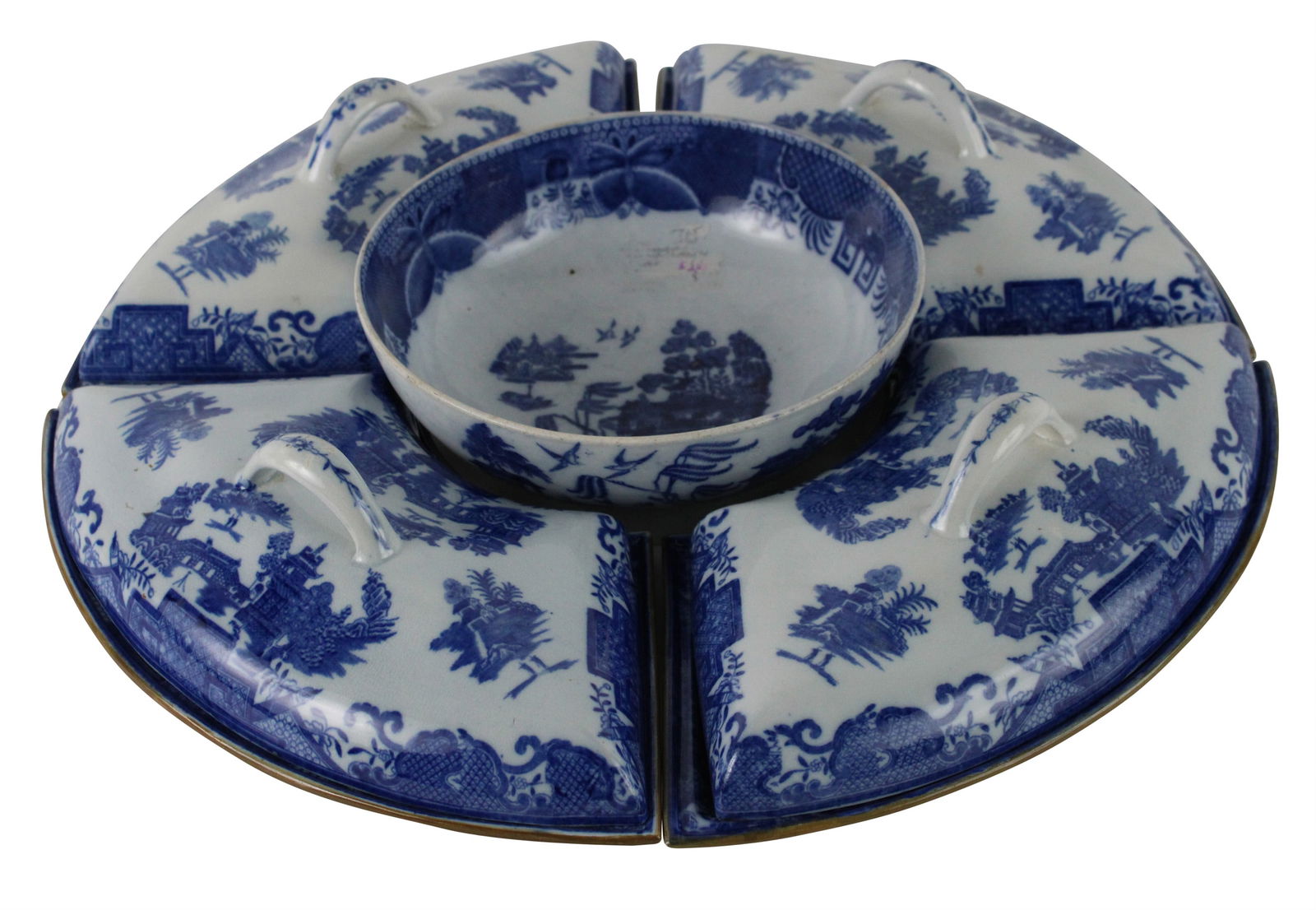 Blue & White Transferware Five Piece Supper Set (1 of 9)