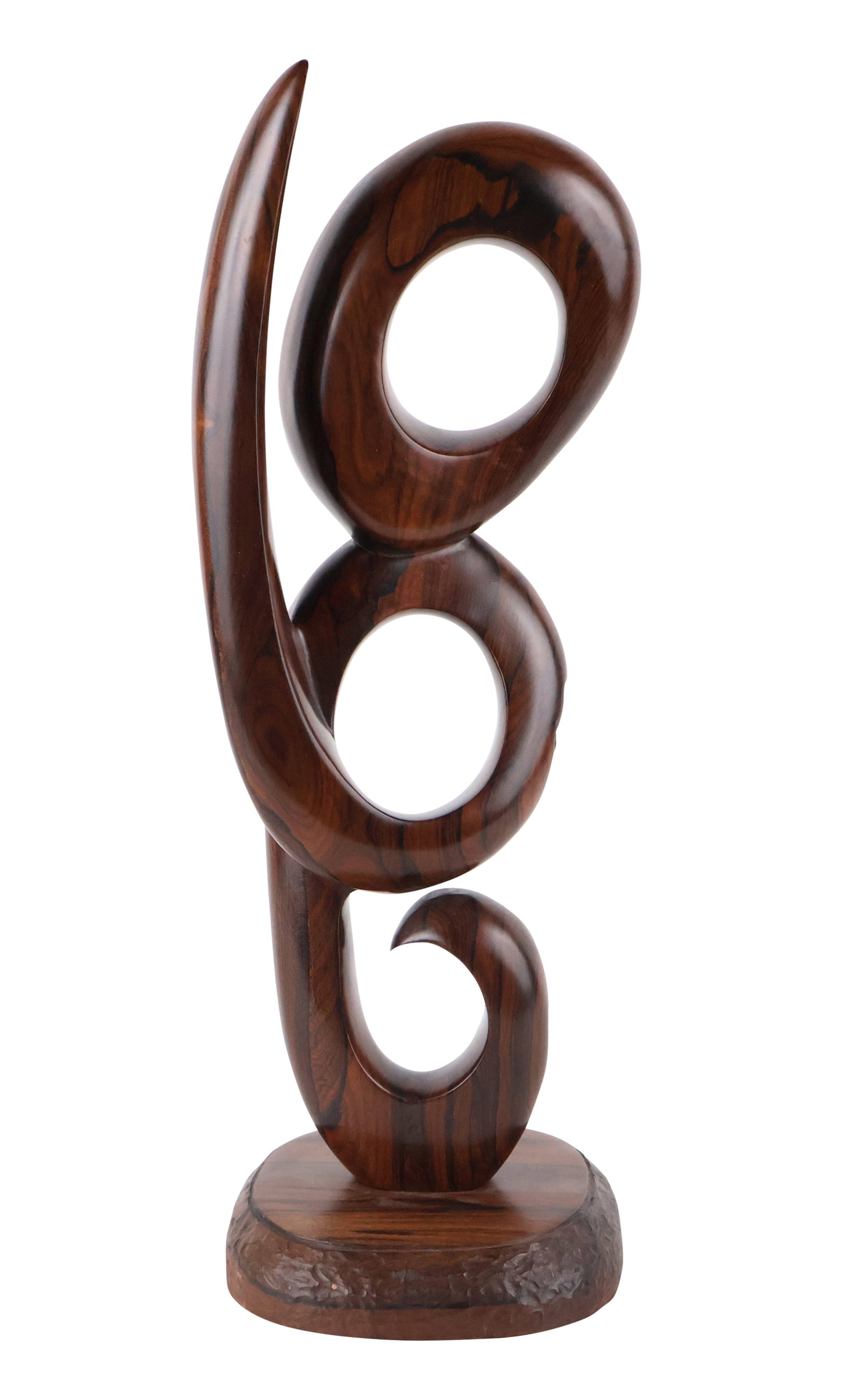 Modern Carved Wood Sculpture: Modern Carved Wood Sculpture Made in Belize. Some wear.