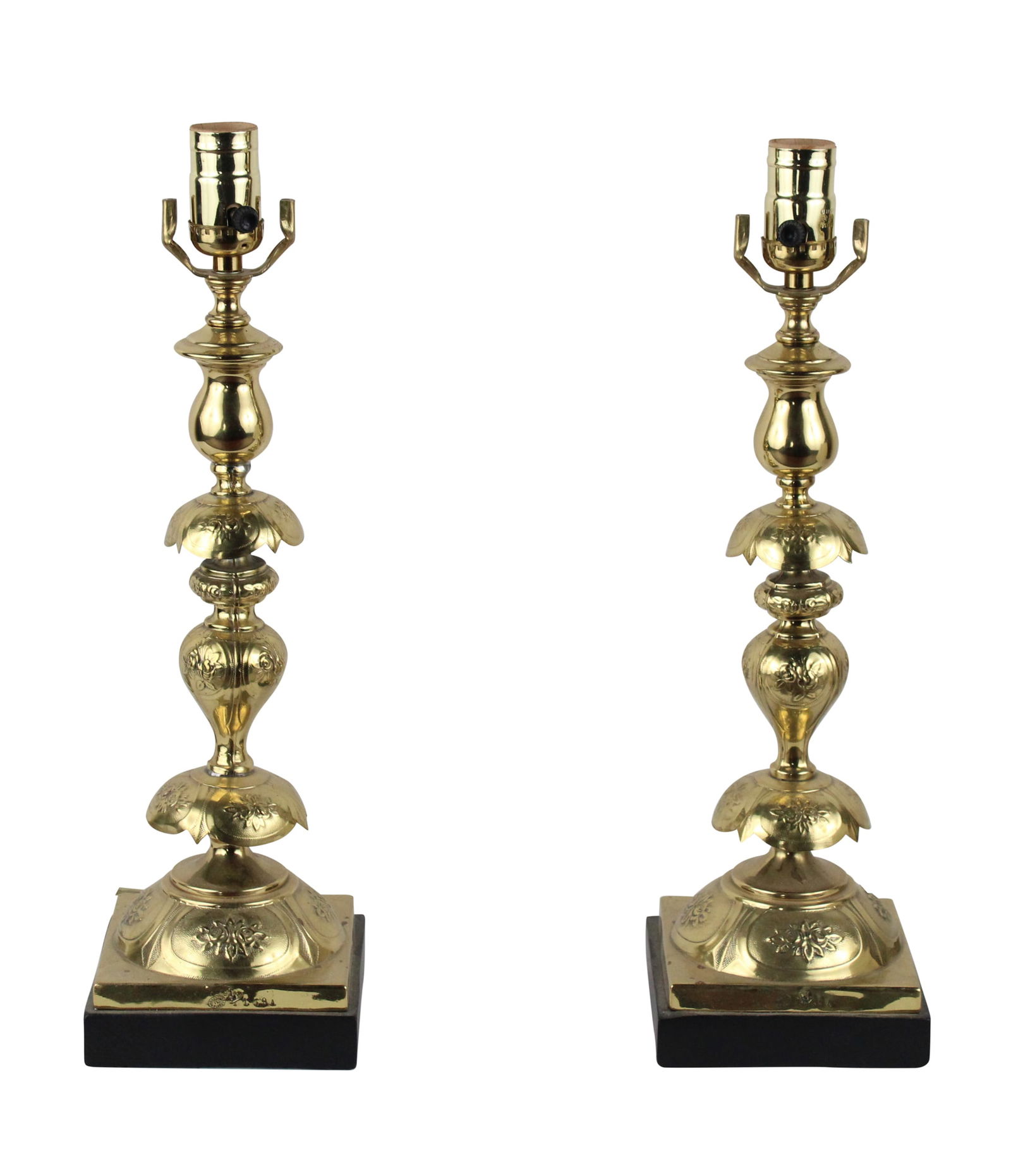 Pair of Vintage Norbilling Repousse Brass Candlesticks (1 of 7)
