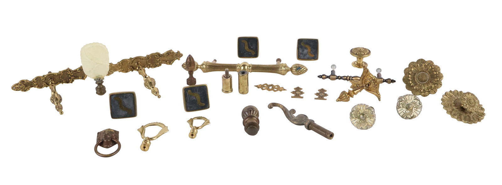 Group of Hardware: Handles, Knobs, and Lamp Finials: Group of Hardware: Handles, Knobs, and Lamp Finials And fragments.