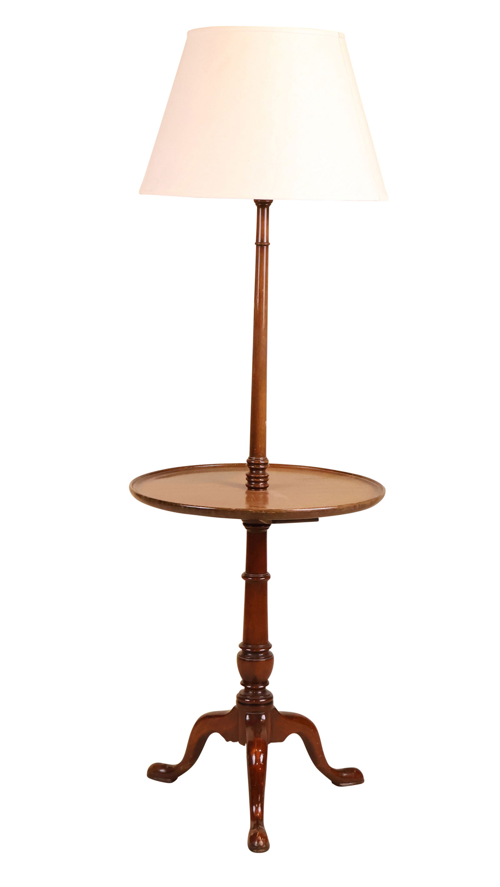 Queen Anne Style Mahogany Dish-Top Floor Lamp (1 of 10)