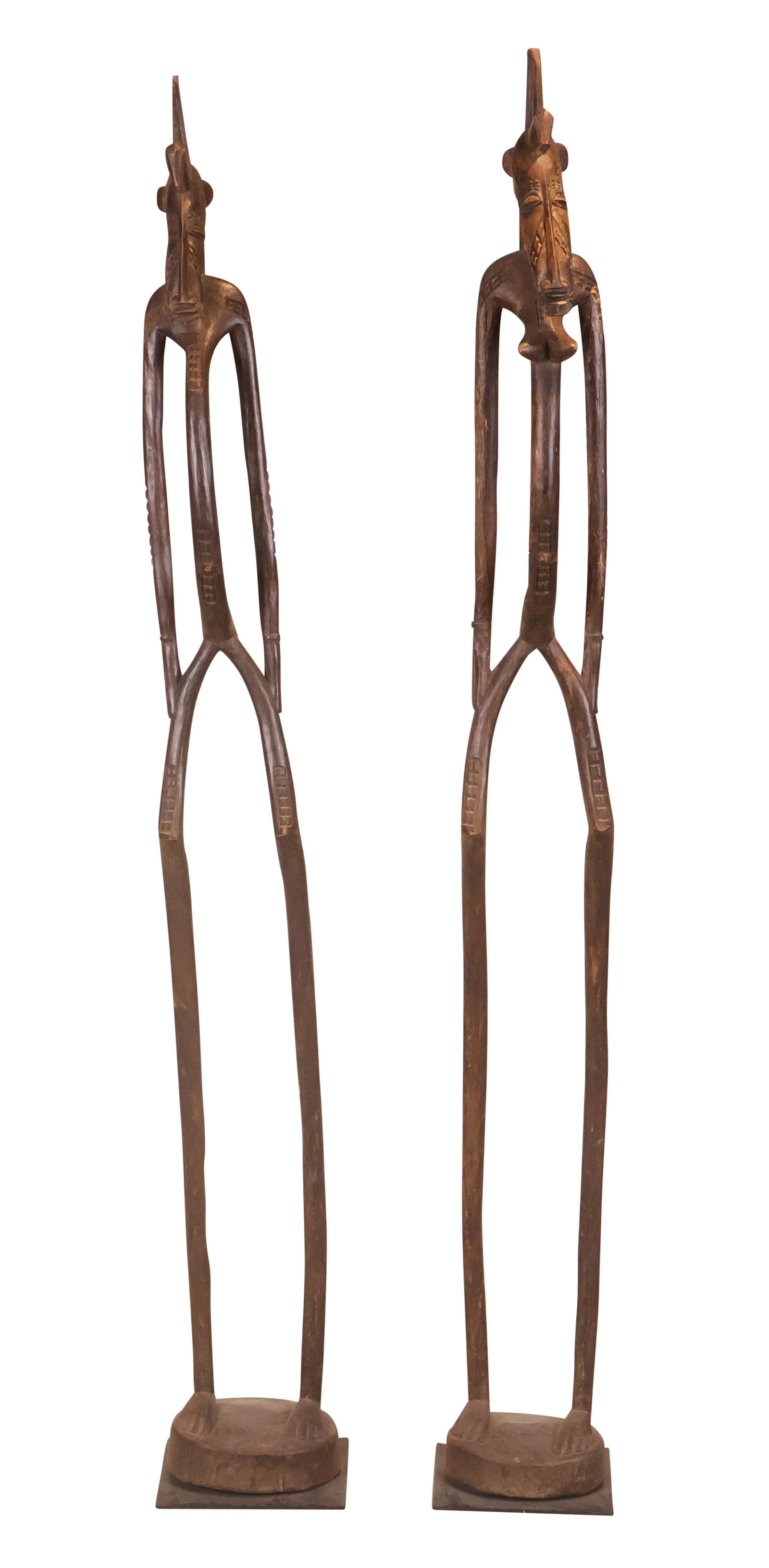 Two Similar Vintage Carved Wood Senufo People Rhythm Pounder Sculptures (1 of 14)