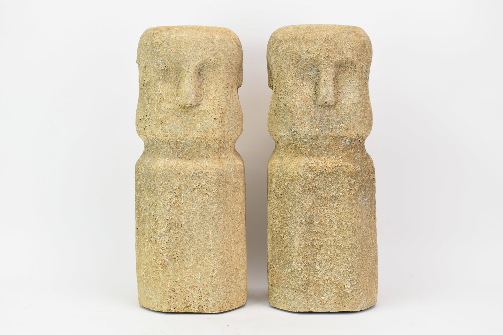 Set of Three Dome Deco Modern Faced Statuaries: Set of Three Dome Deco Modern Faced Statuaries Set of Three Dome Deco Modern Faced Statuaries. 19 1/4" tall x 7" diameter