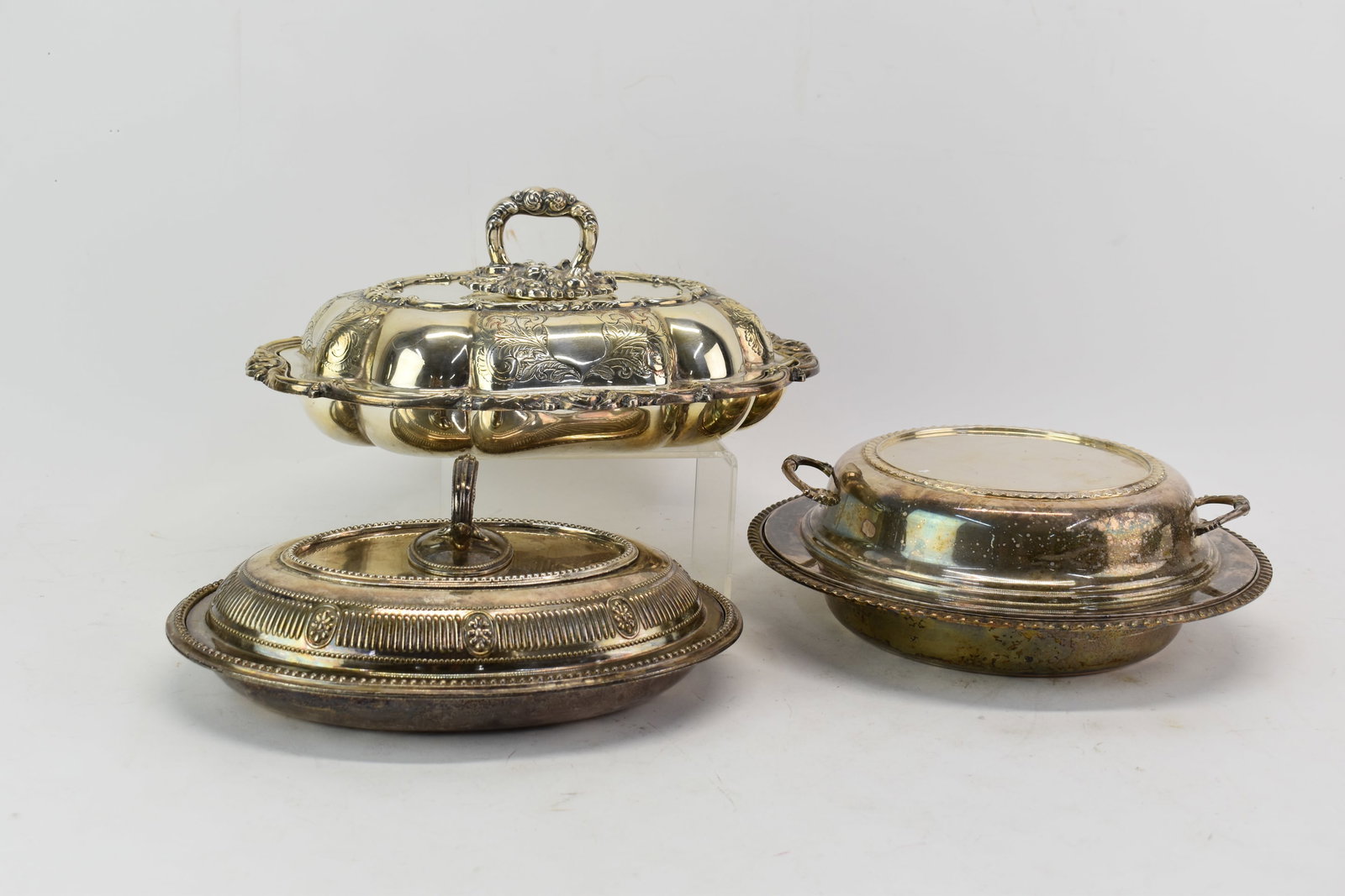 Three Antique Silverplated Covered Vegetables (1 of 10)