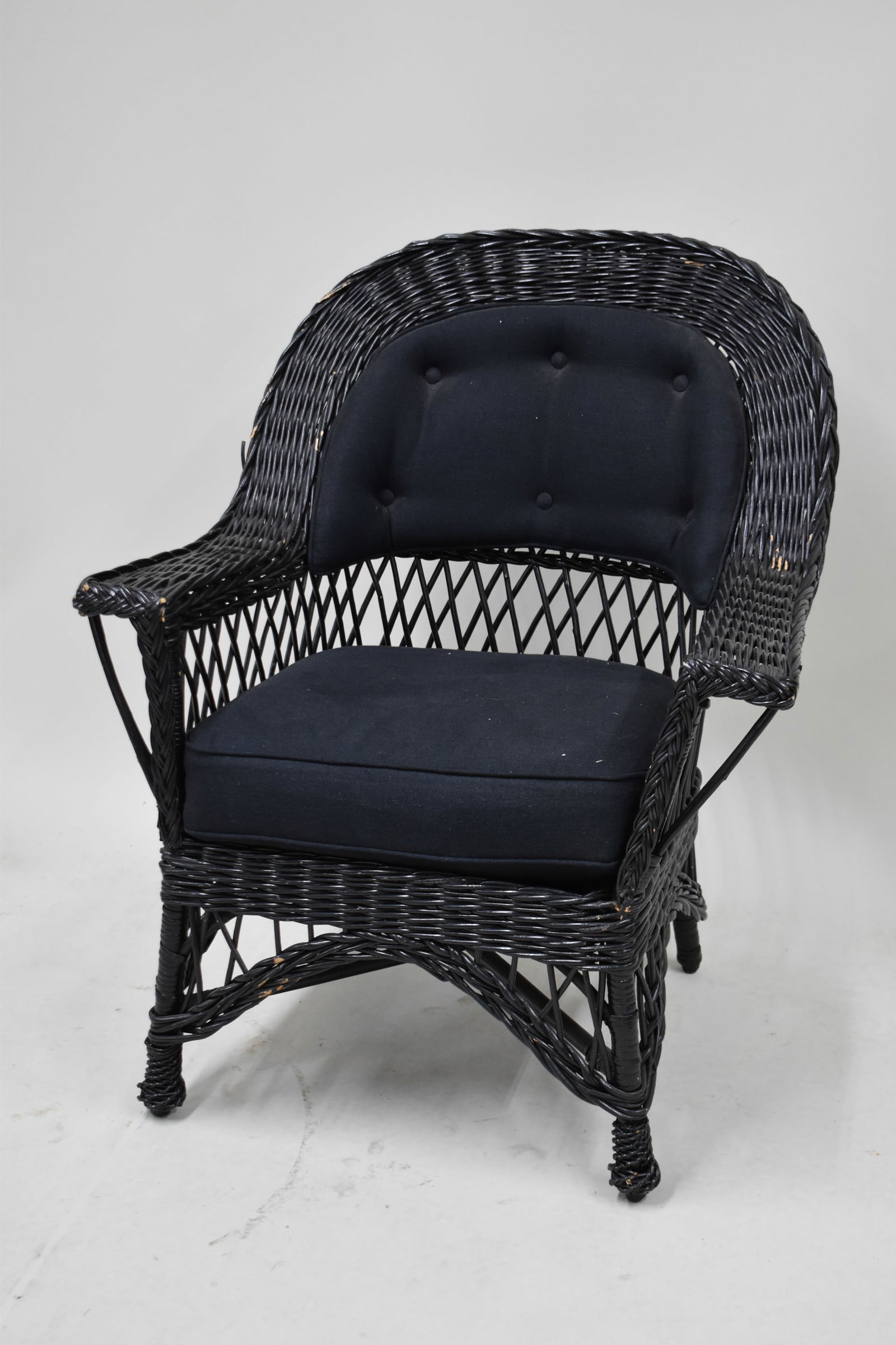 Black Painted Wicker Patio Armchair (1 of 7)