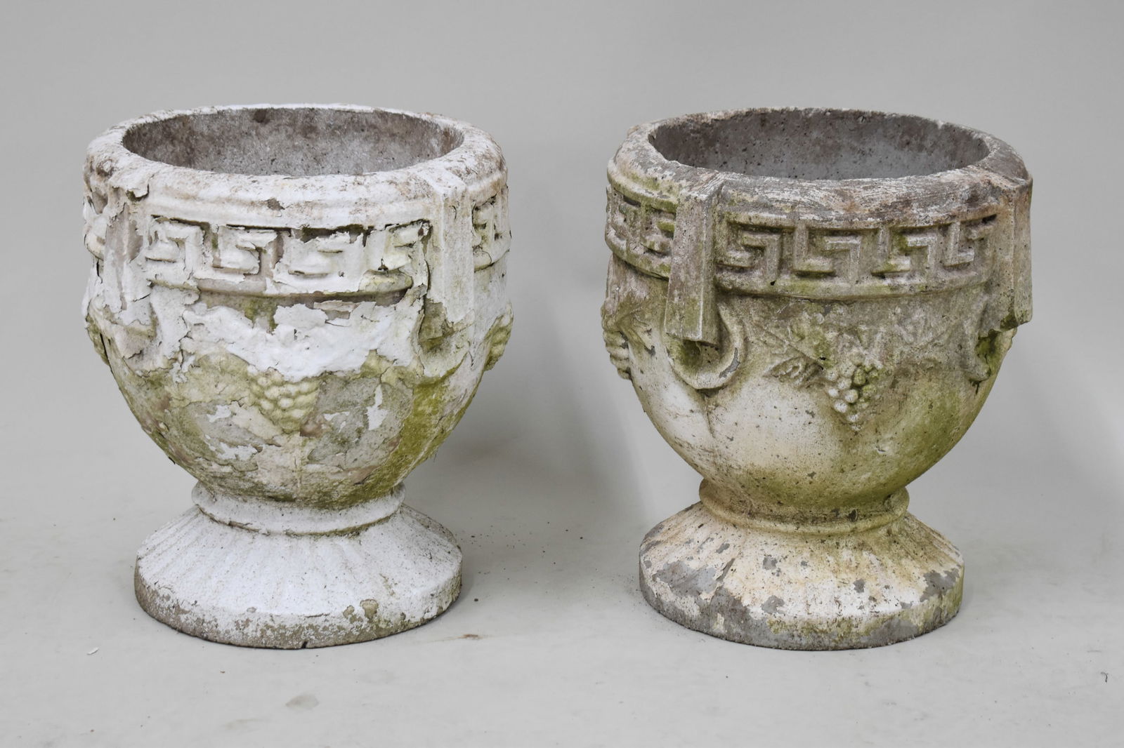 Pair of Concrete Garden Planters with Grape and Vine Design (1 of 5)