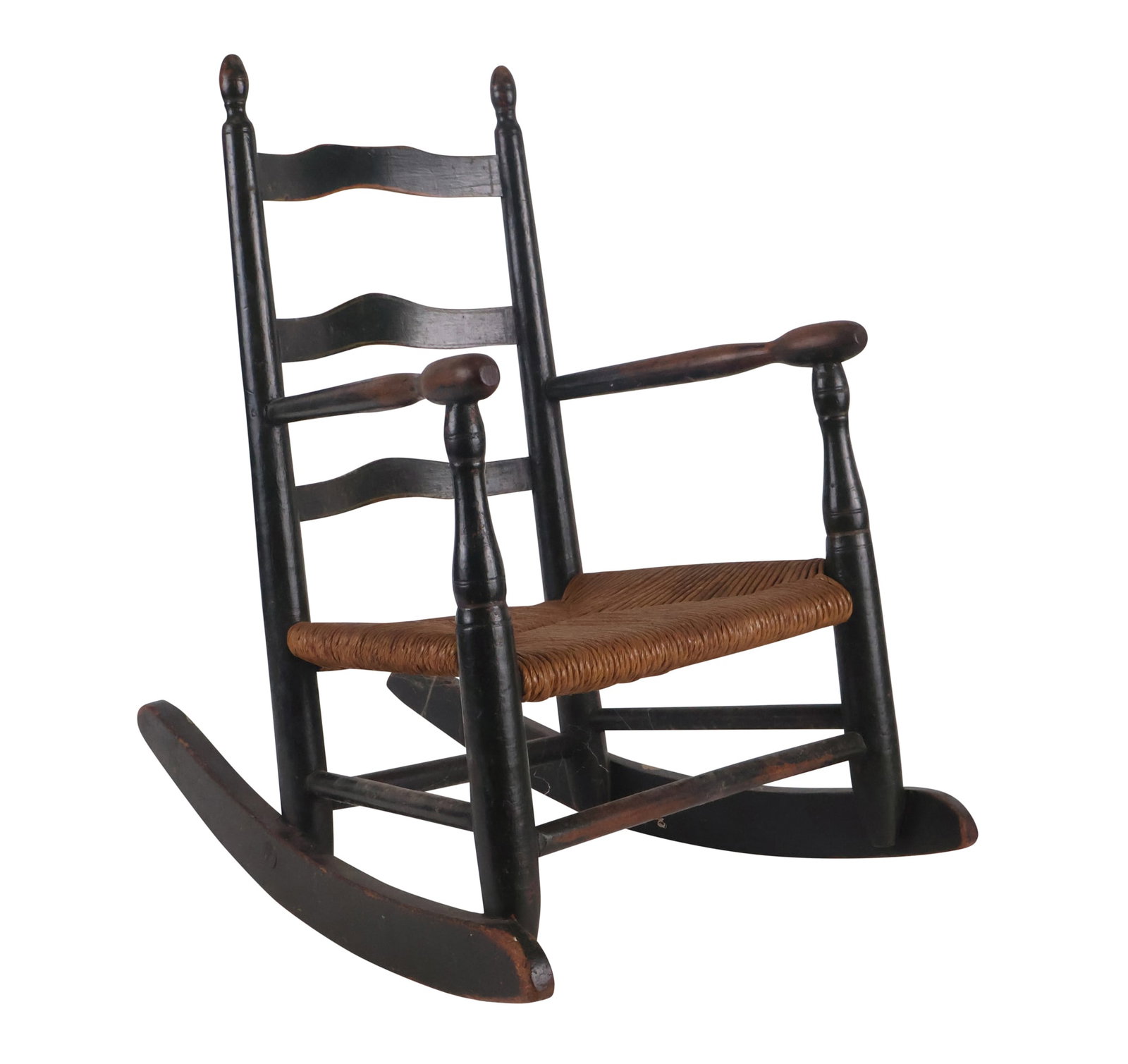 Green-Painted Rush Seat Child's Rocking Chair (1 of 7)