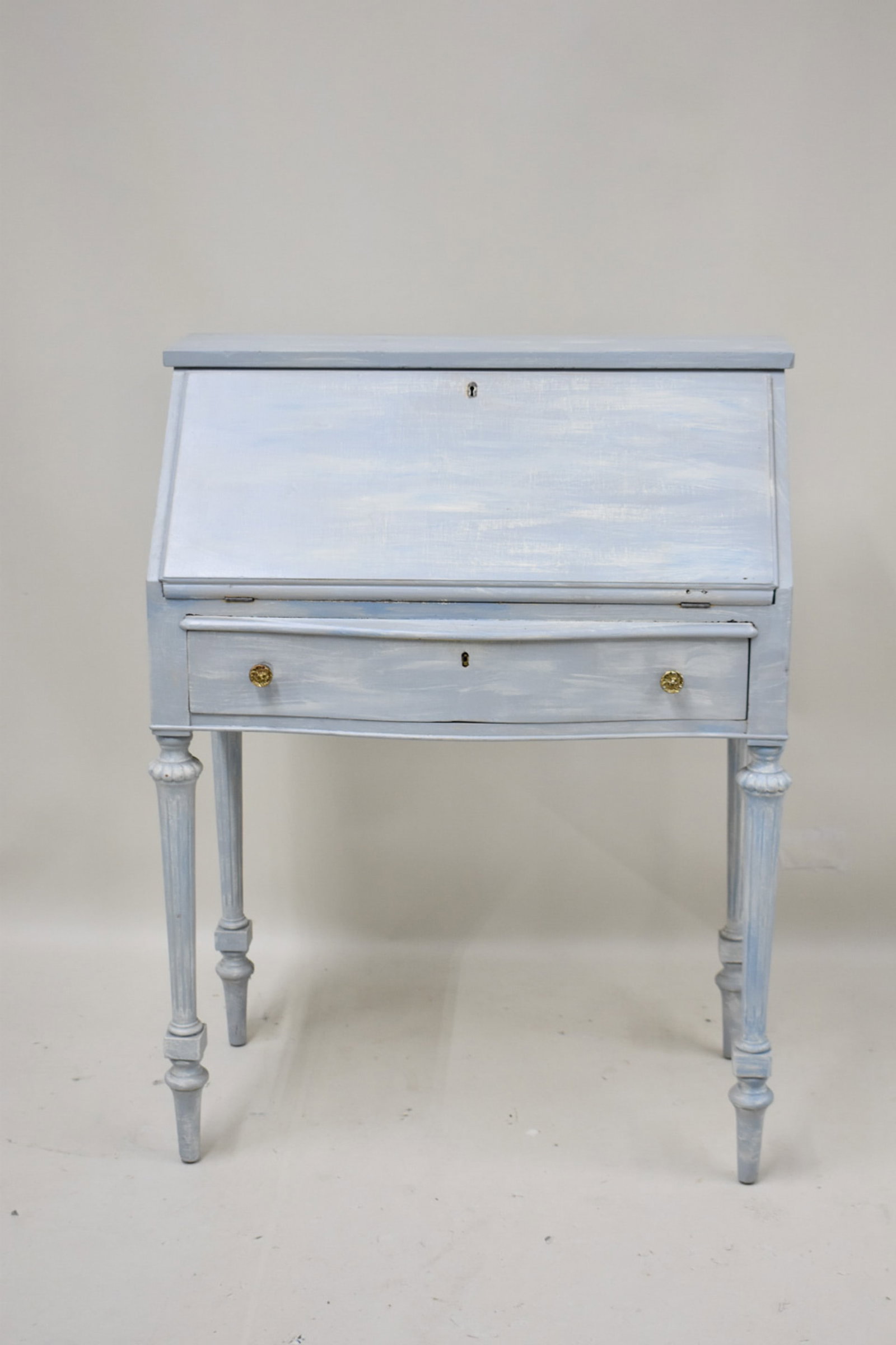 Louis XIV Style Ladies Writing Desk: Louis XIV Style Ladies Writing Desk Louis XIV Style Ladies Writing Desk. Used condition, wear, worn. 39 1/2" tall x 30" wide x 15 1/2" deep