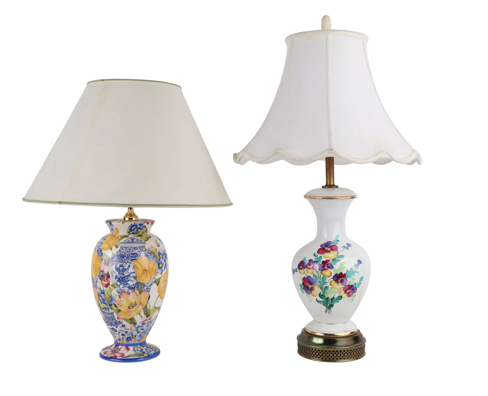 Two Floral Decorated Porcelain Table Lamps (1 of 13)