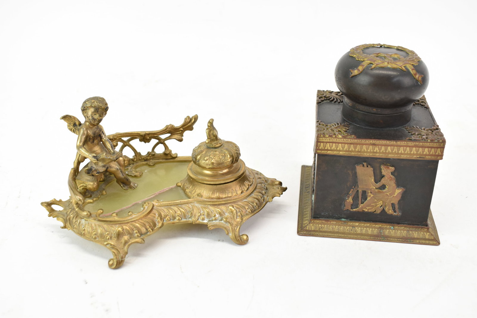 French Rococo Style Bronze and Onyx Ink Well (1 of 12)