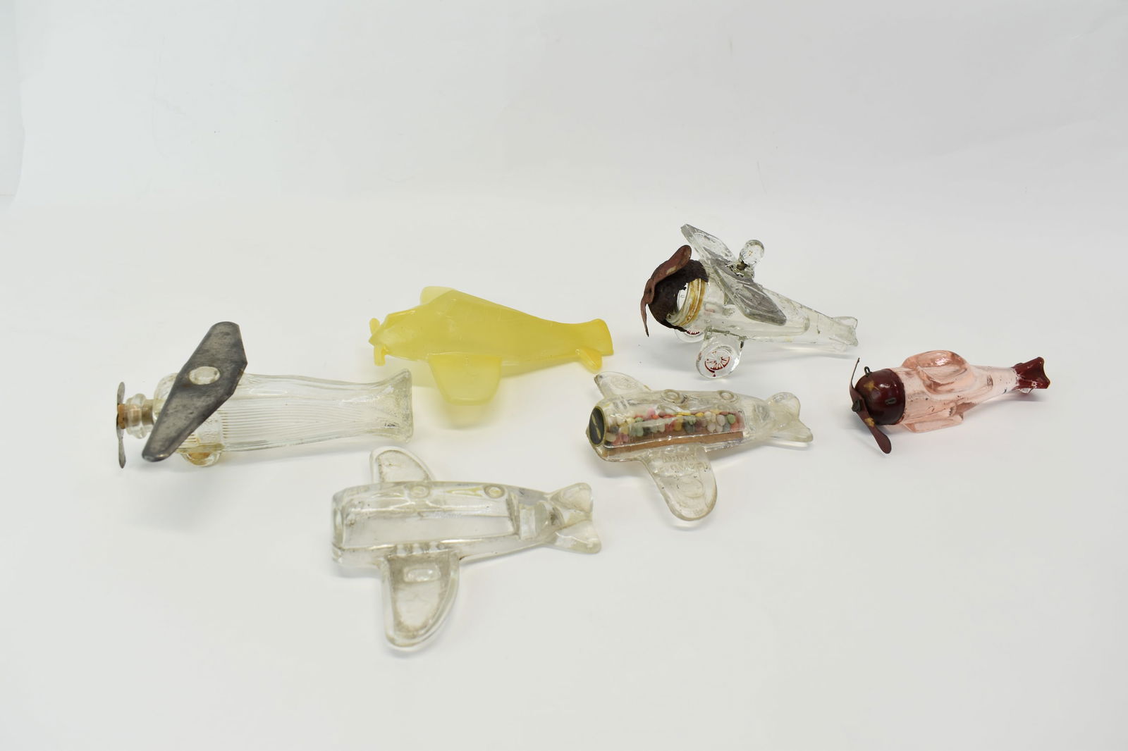 Group of Six Vintage Airplane Shaped Glass Candy Containers (1 of 14)