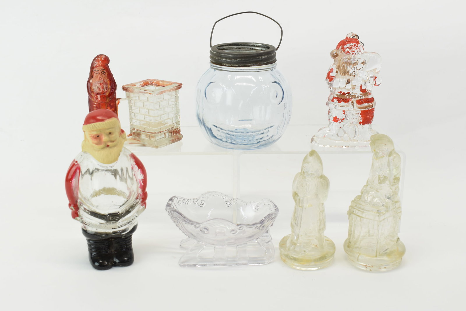 Group of Five Vintage Santa Claus Shaped Glass Candy Containers (1 of 14)