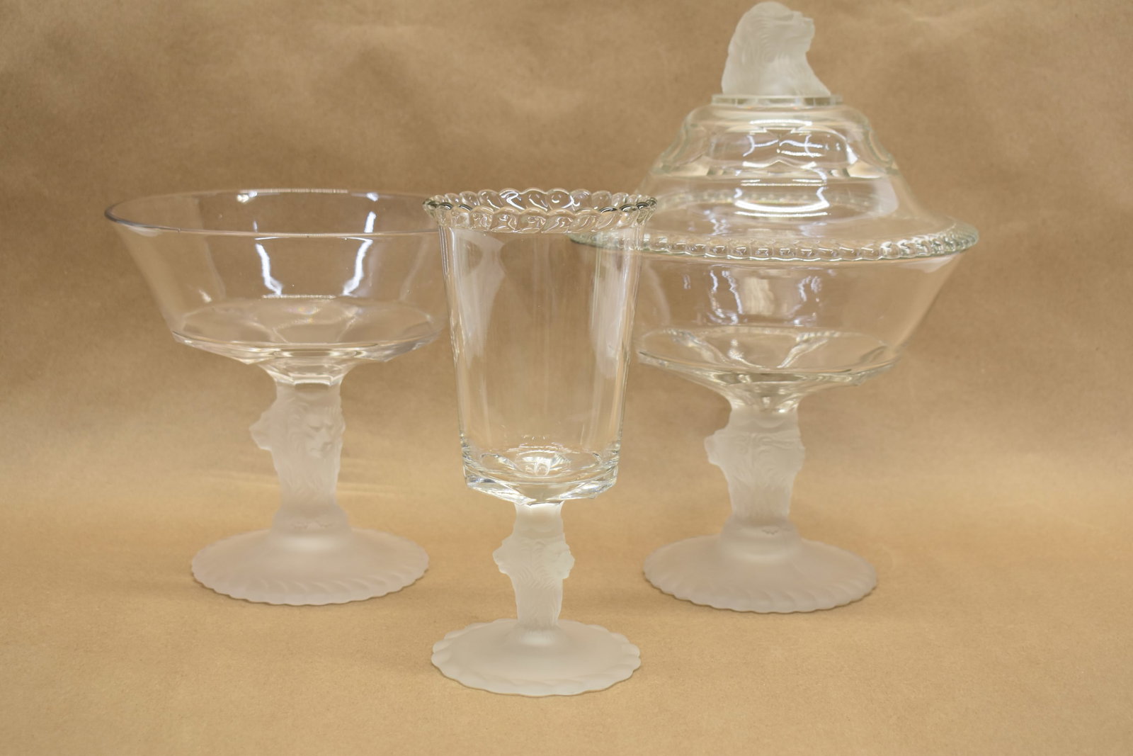 Antique Frosted Lion Glass Compote (1 of 11)