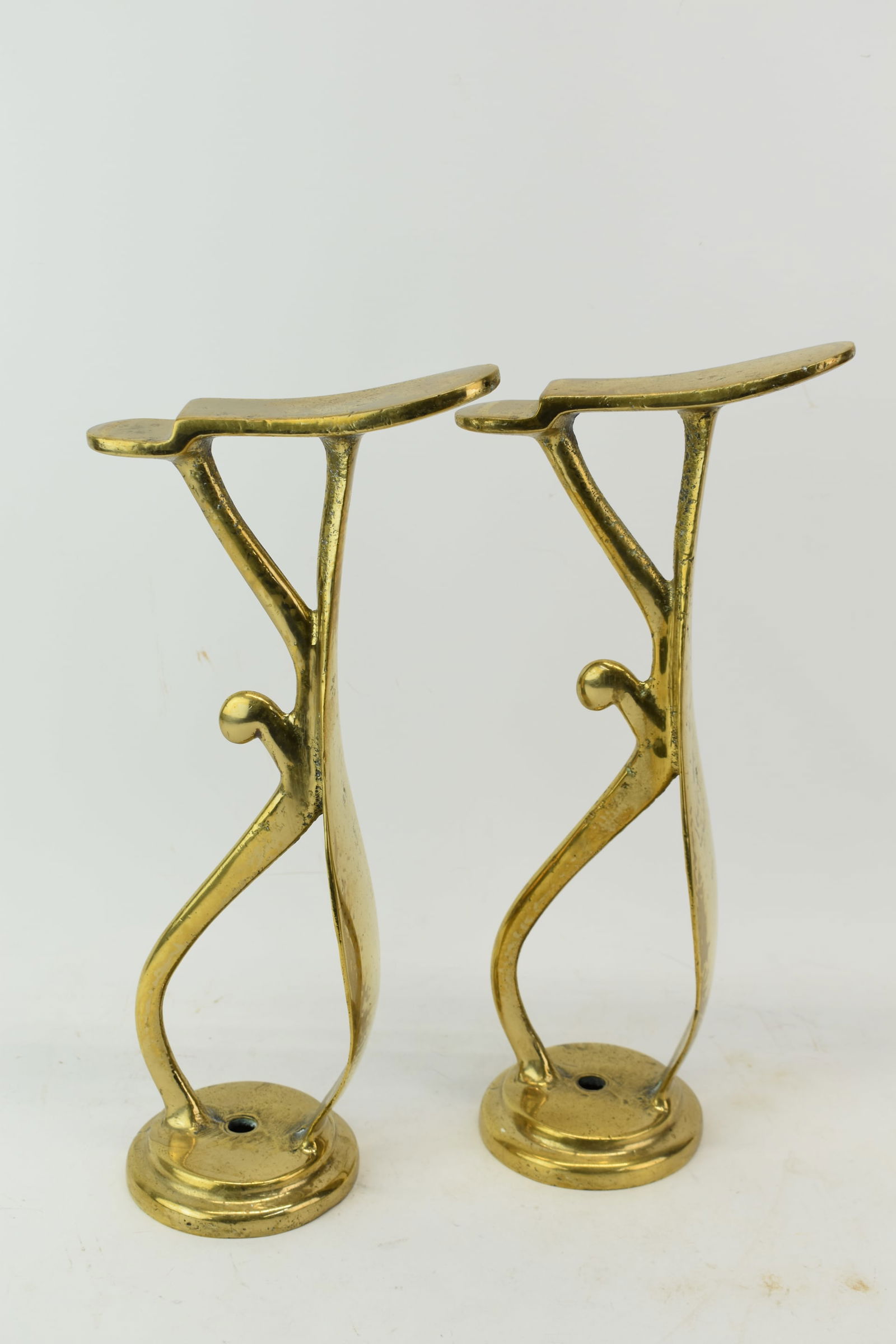 Vintage Pair of Brass Shoe Shine Stands (1 of 6)
