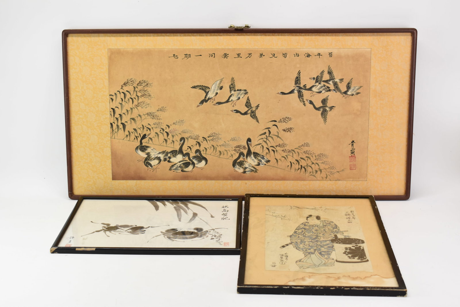 Antique Asian Woodblock Print of Warrior on Paper (1 of 11)