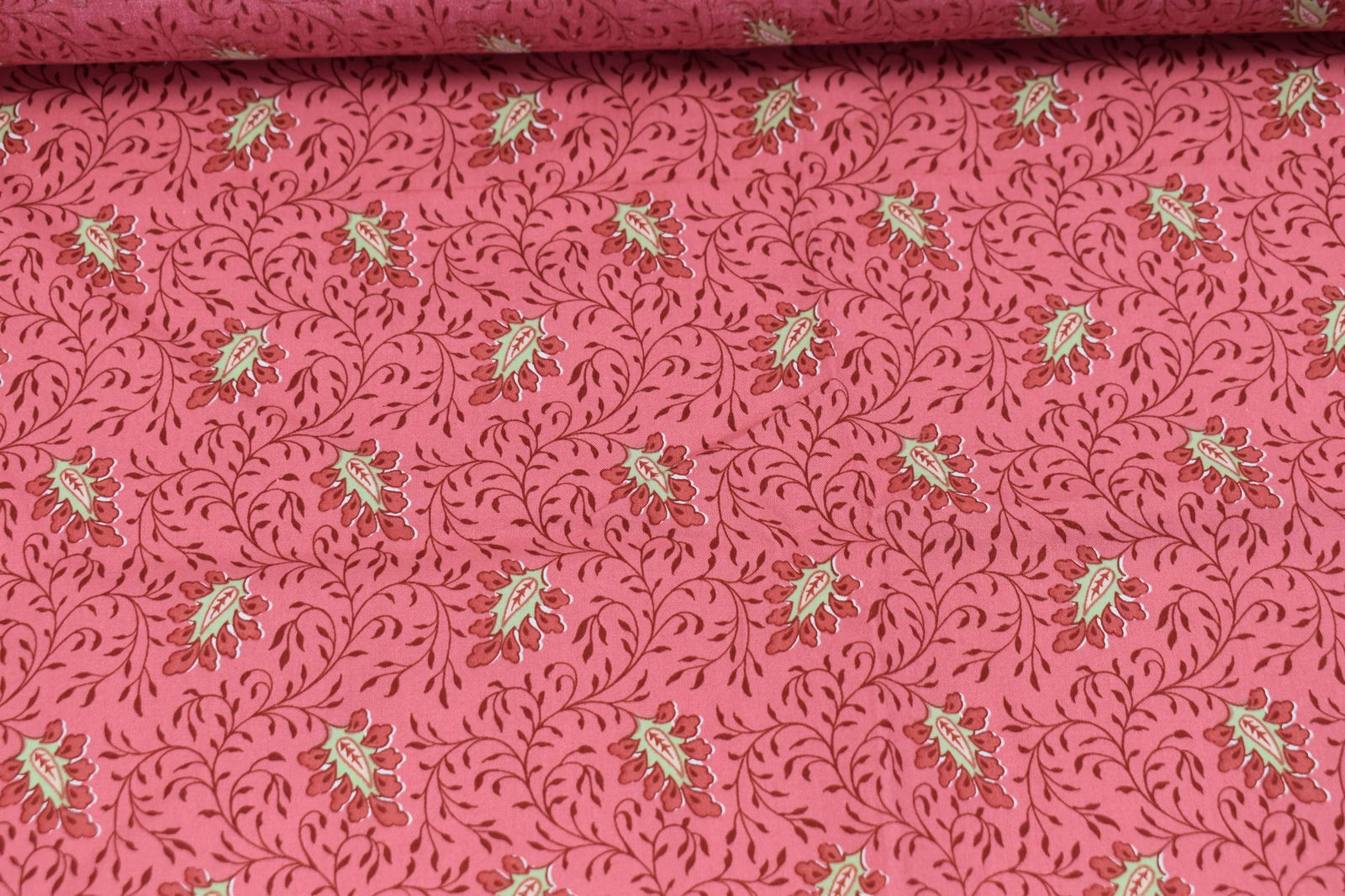 One Roll Souleiado French Country Province Fabric: One Roll Souleiado French Country Province FabricOne Roll Souleiado French Country Province Fabric with floral and foliate design; used condition, slightly musty scent; roll measures approximately 4 y