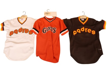 Three Game Worn Jerseys, Padres and Giants