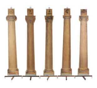 Five Masonic Portable Ceremonial Columns
