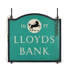 Lloyd's Bank Iron and Tole Sign