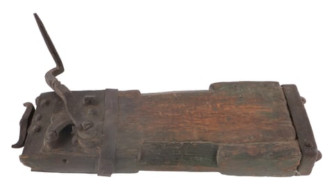 Antique Iron and Wood Conestoga Wagon Jack