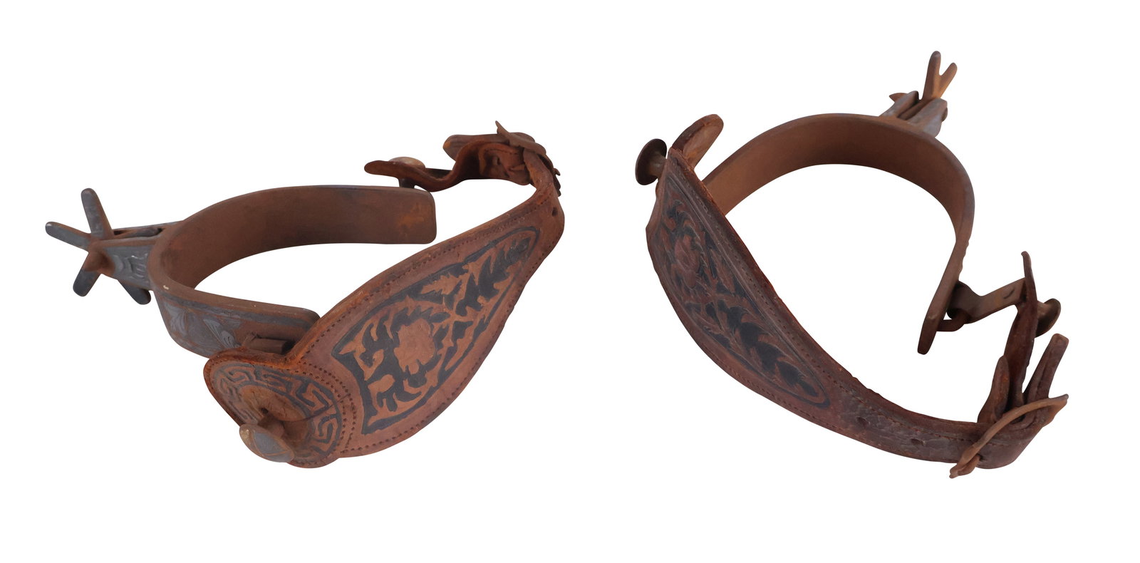 Fine Pair of Mexican Silver Overlay Spurs (1 of 10)