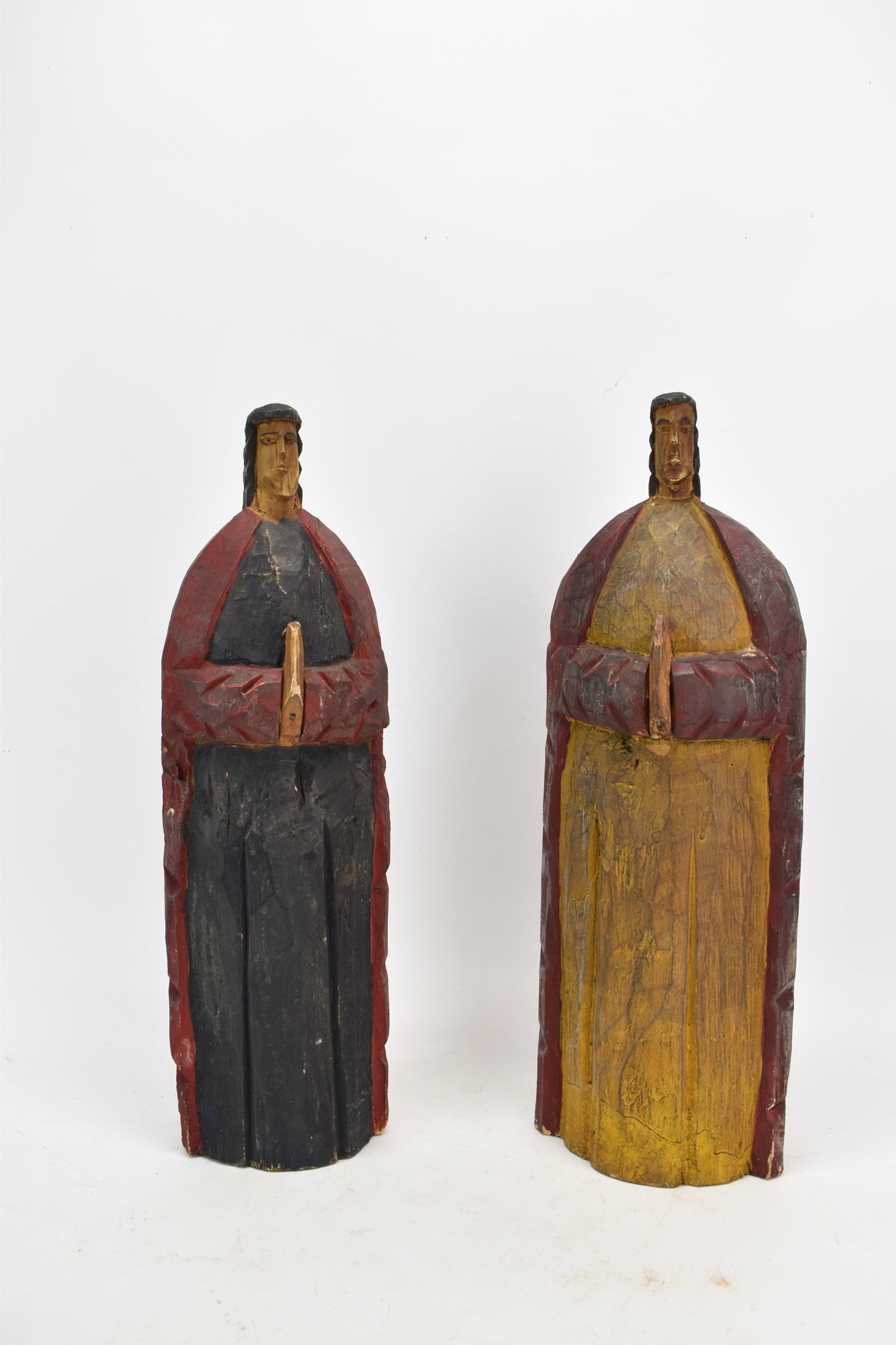 Set of Two Large Carved Primitive Polychrome Santos (1 of 7)