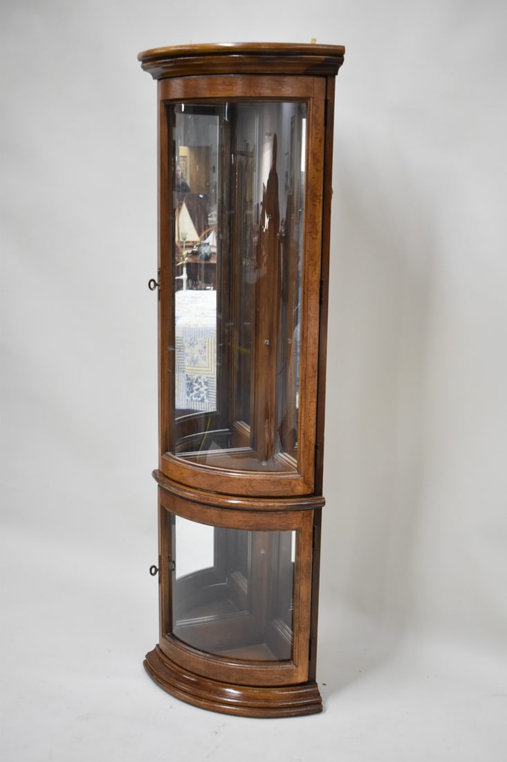 Fruitwood 2 Door Glass Corner Curio Cabinet (1 of 7)