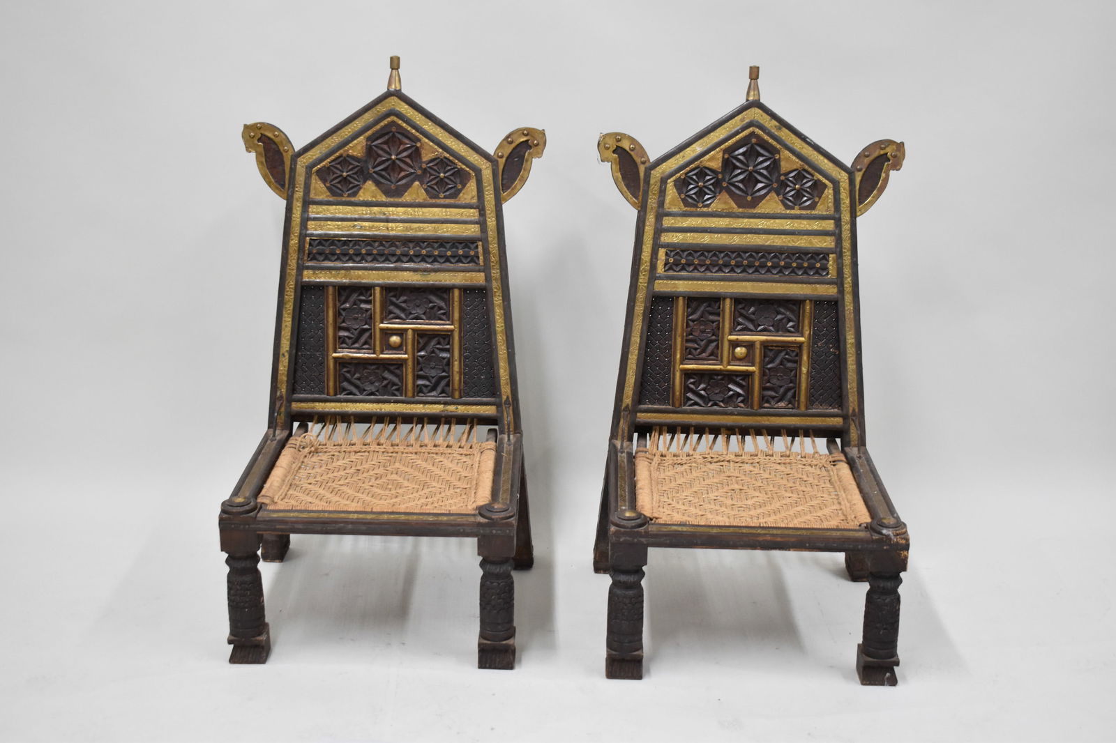 Pair of Persian Hardwood Low Chairs (1 of 10)