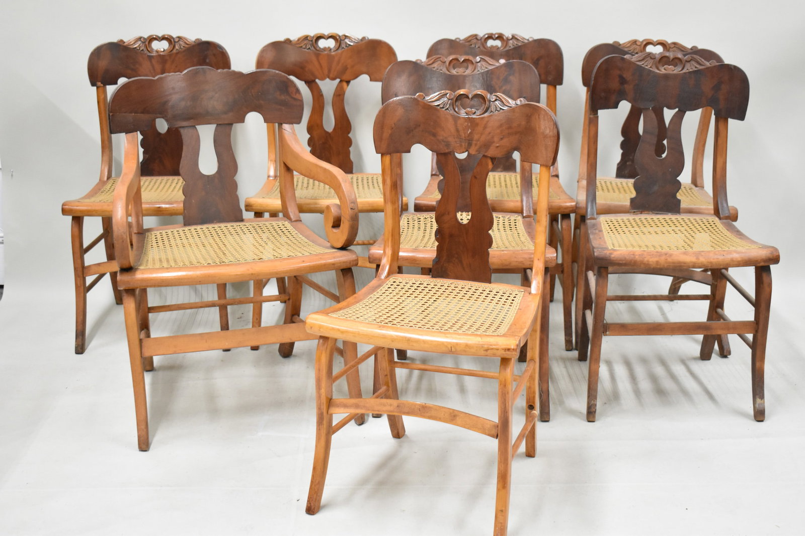 Antique Set of Eight Lyre Back Dining Chairs (1 of 10)