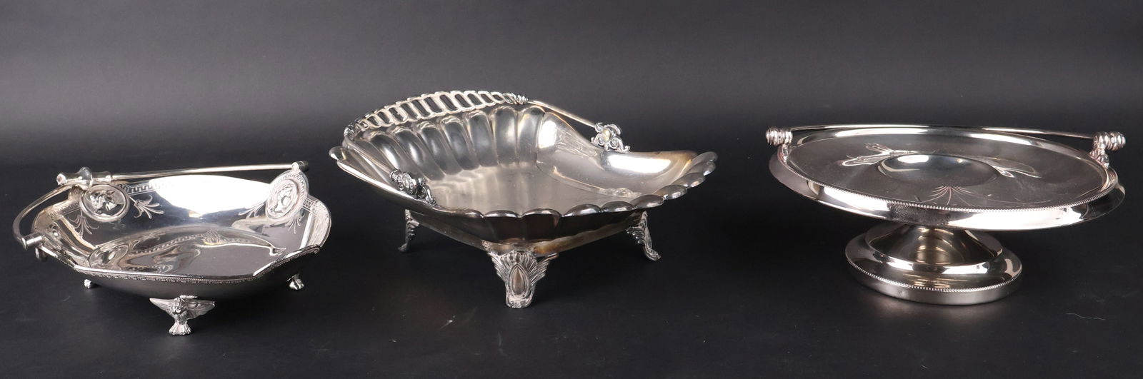 Three Vintage Swing Handled Baskets in Silver Plate (1 of 11)