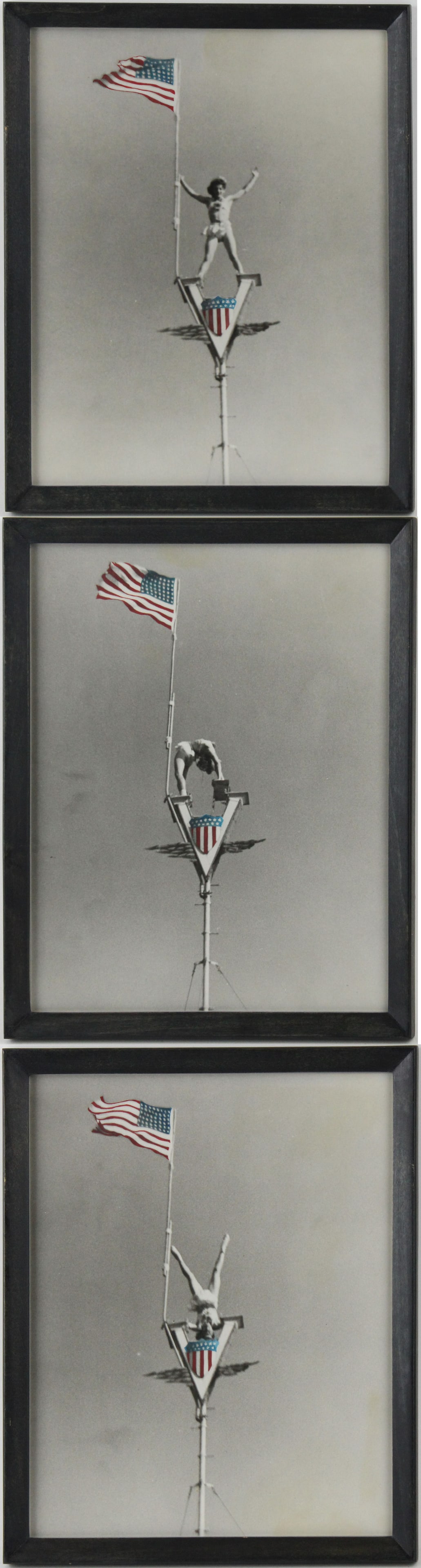 Elaine Reichek, American 1943-, V, Oil on Photo Triptych (1 of 13)