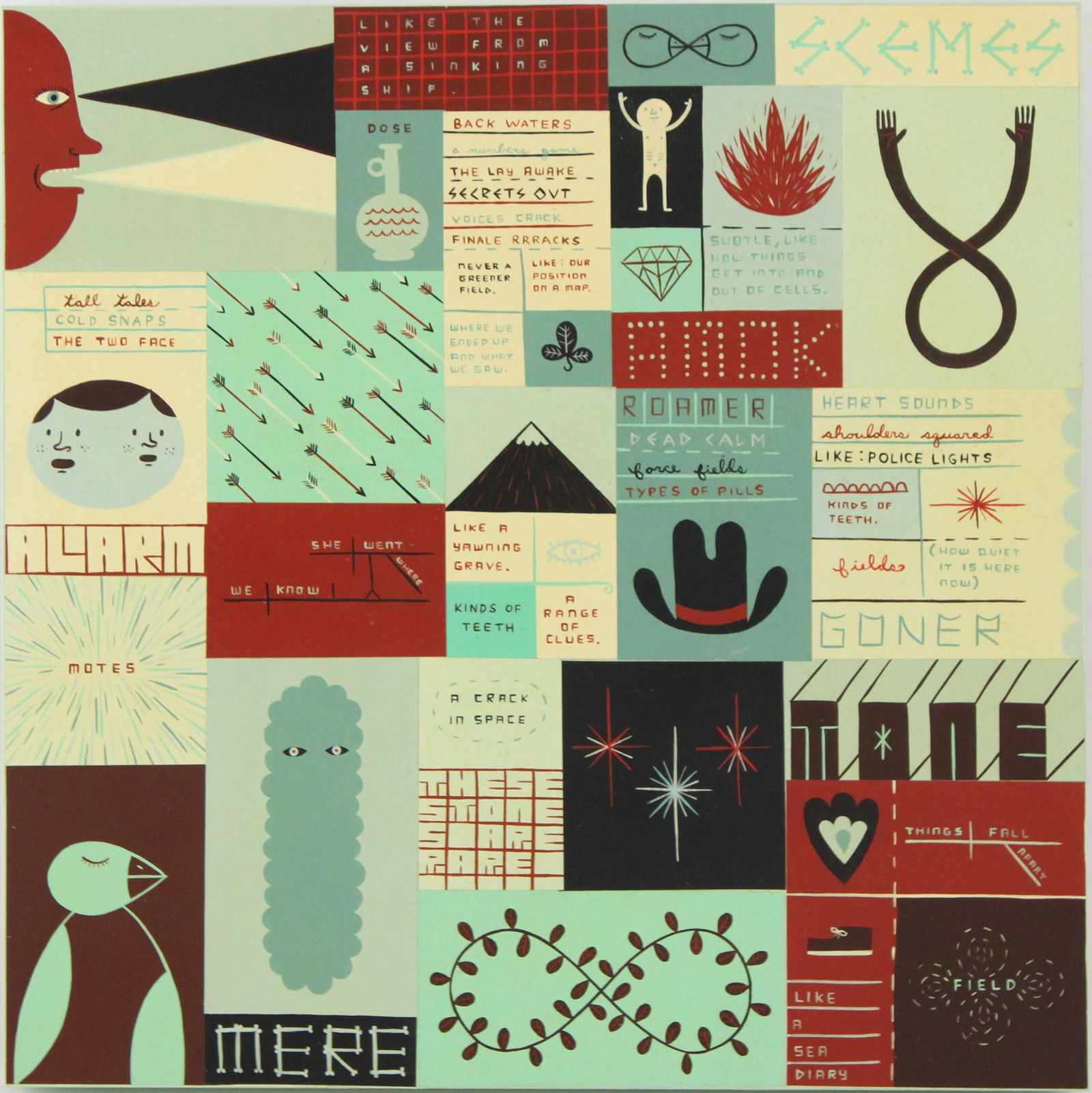 Jim Houser, American 20th/21st, The Lay Awake, Acrylic and Collage on Wood Panel (1 of 8)