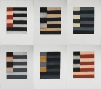 Sean Scully, American 1945-, Enter Six, Etching & Aquatint: Sean ScullyAmerican, 1945-Enter SixEtching & AquatintPortfolio of six etching, in an edition of 40 plus 5 AP's and 3PPs. Images 1-5 are initialed, dated, and numbered, image 6 is signed, titled, dated
