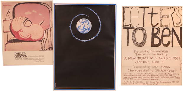 Six Exhibition, Posters: Six ExhibitionPostersIncluding, Rita McBride, Cy Twombley, and DeMaria.Tears, creases, losses.Provenance: The Estate of Theodore A Bonin