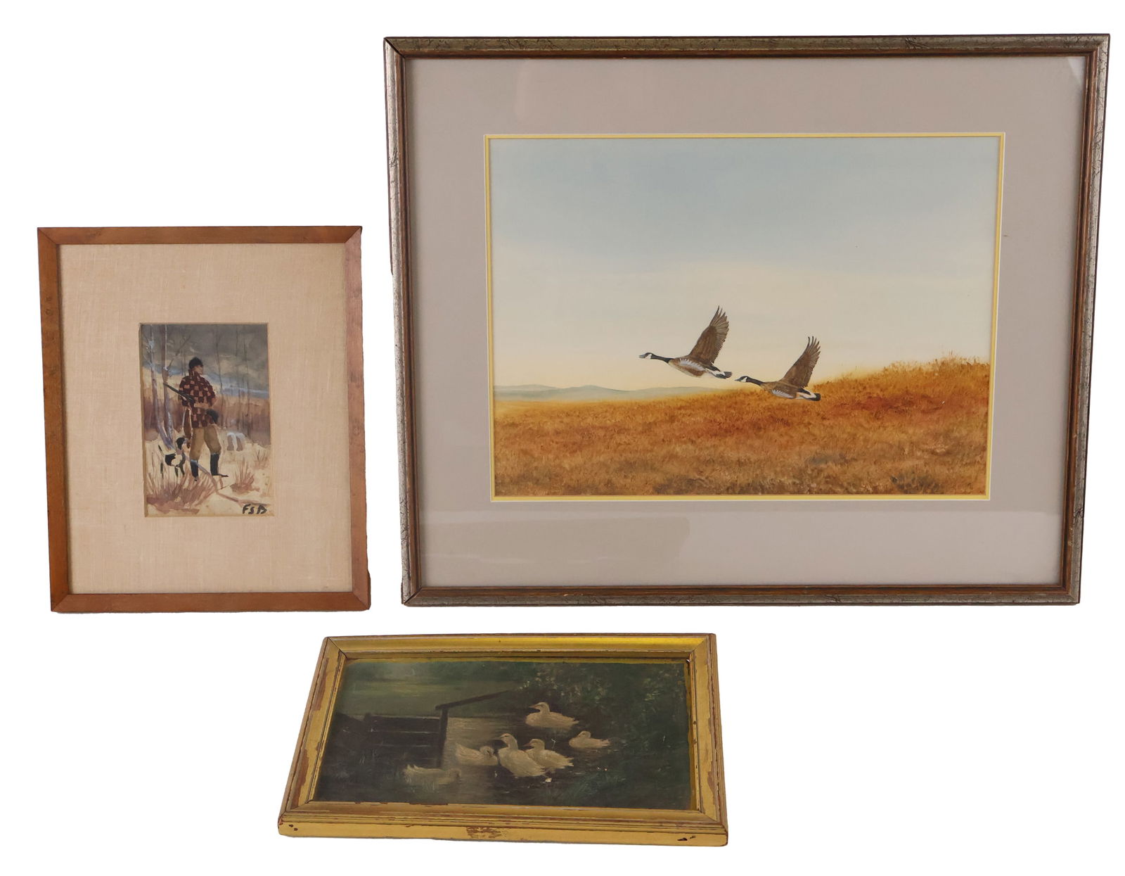 Two Canadian Geese in Flight, Gouache (1 of 8)