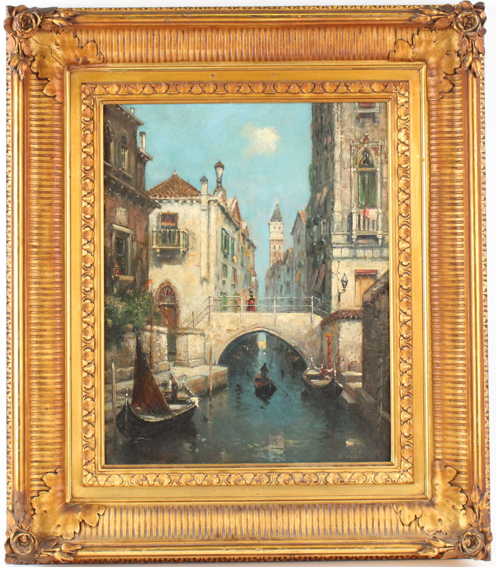 A. Rodetti, Venetian Canal Scene, Oil on Canvas (1 of 6)