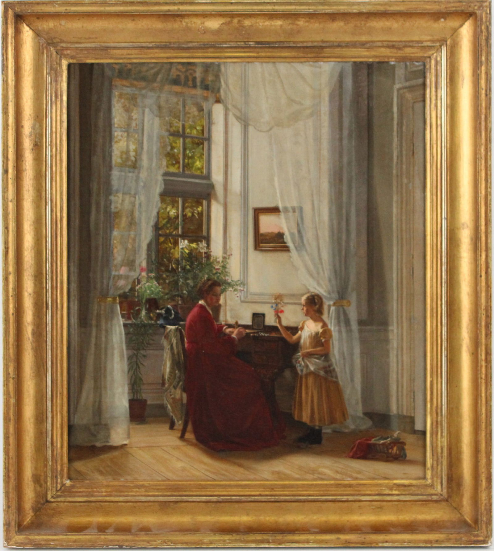 Vilhelmine Bang, Danish 1848-1932, Woman and Child in Interior, Oil on Canvas (1 of 7)