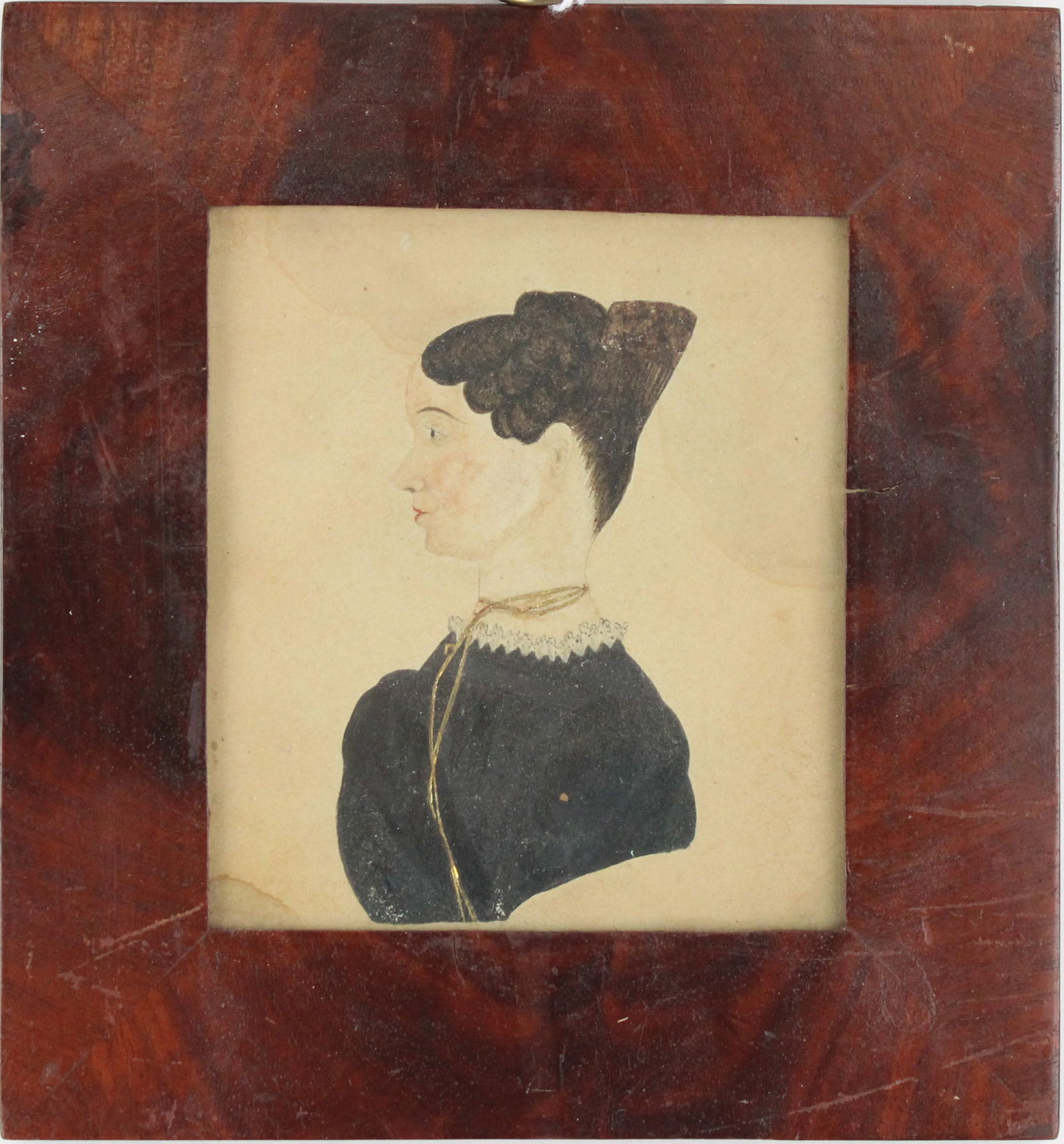 American School, Woman with Gold Necklace, Watercolor on Paper (1 of 3)