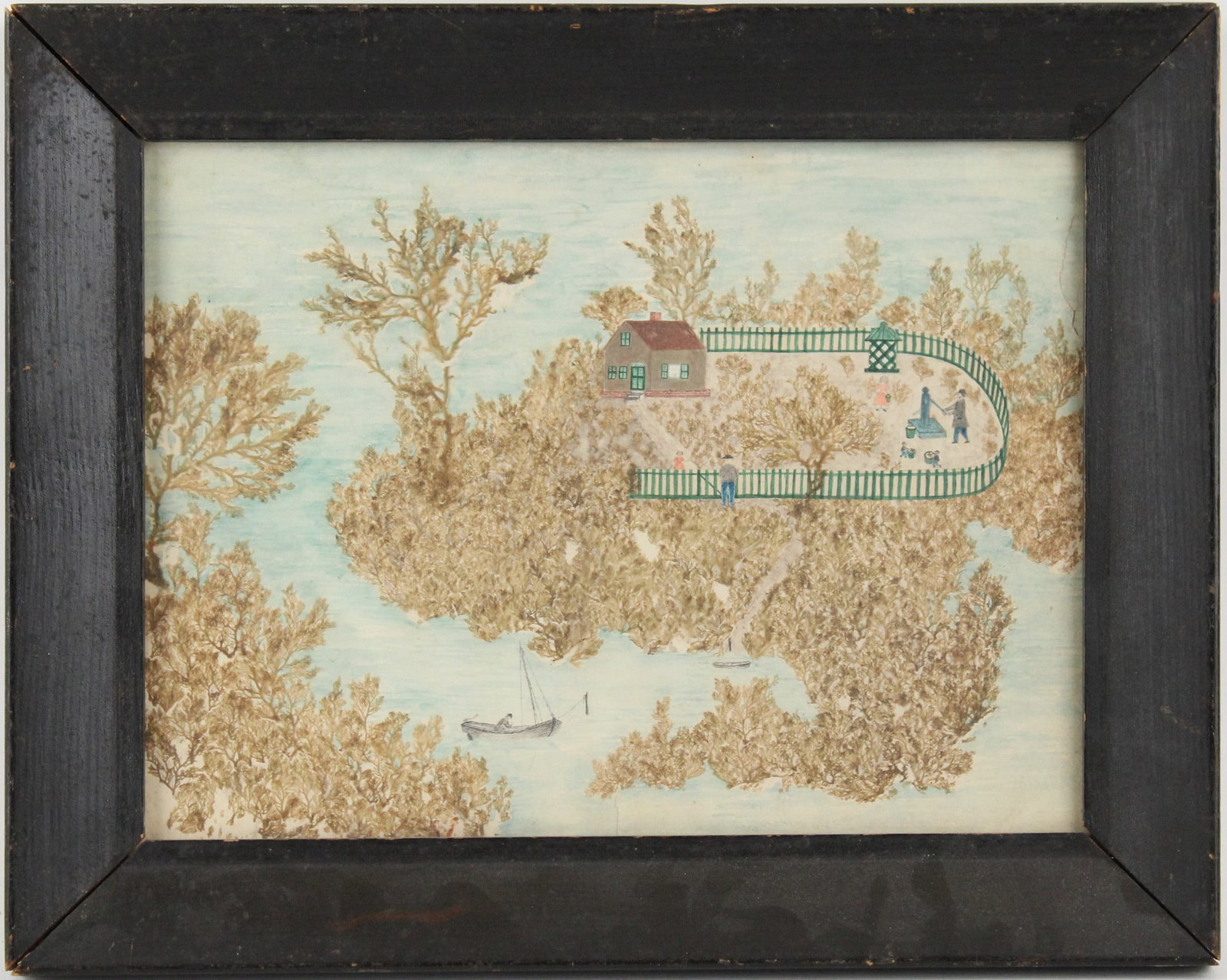 American School, Massachusetts Village, Watercolor and Collage (1 of 5)