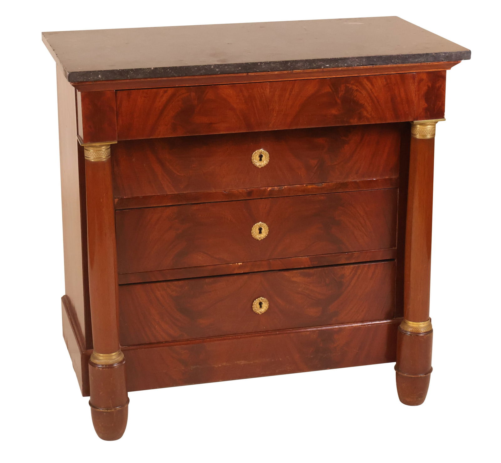 Empire Gilt-Metal Mounted Marble Top Mahogany Commode (1 of 9)
