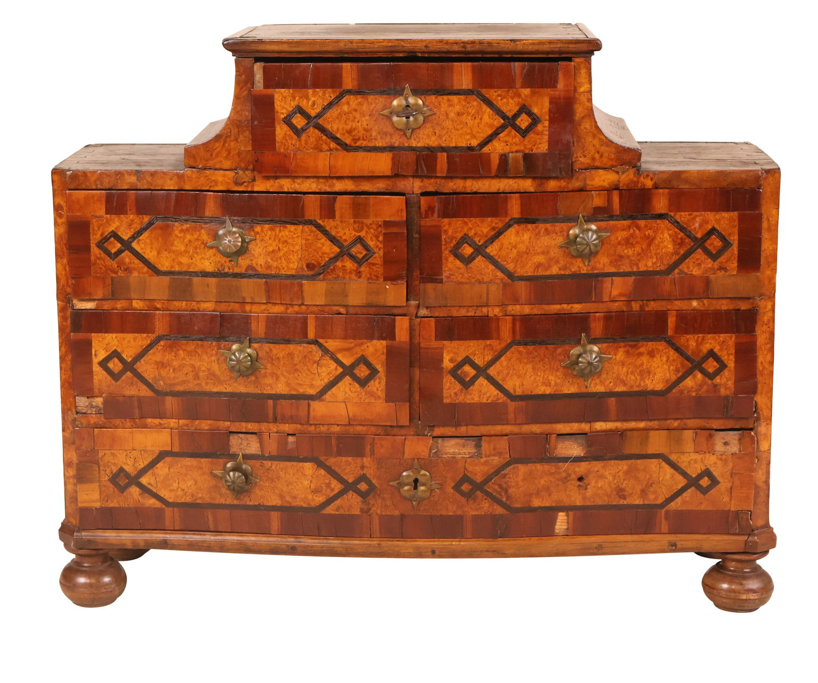 Continental Part Ebonized Burl Walnut Chest (1 of 8)