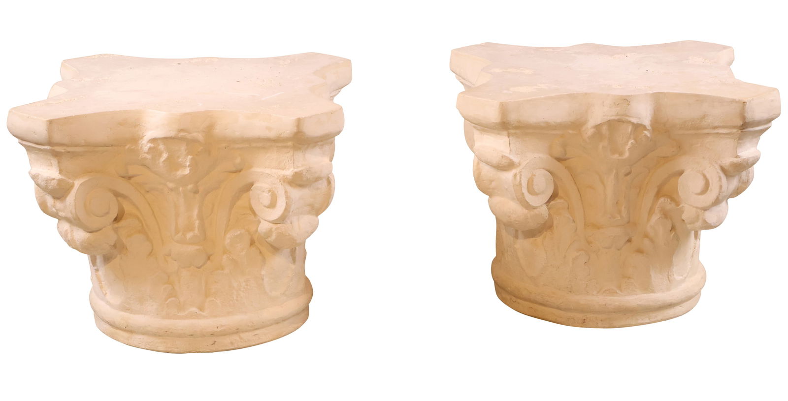 Pair of Classical Style Cast Stone Corinthian Capital Low Tables (1 of 10)