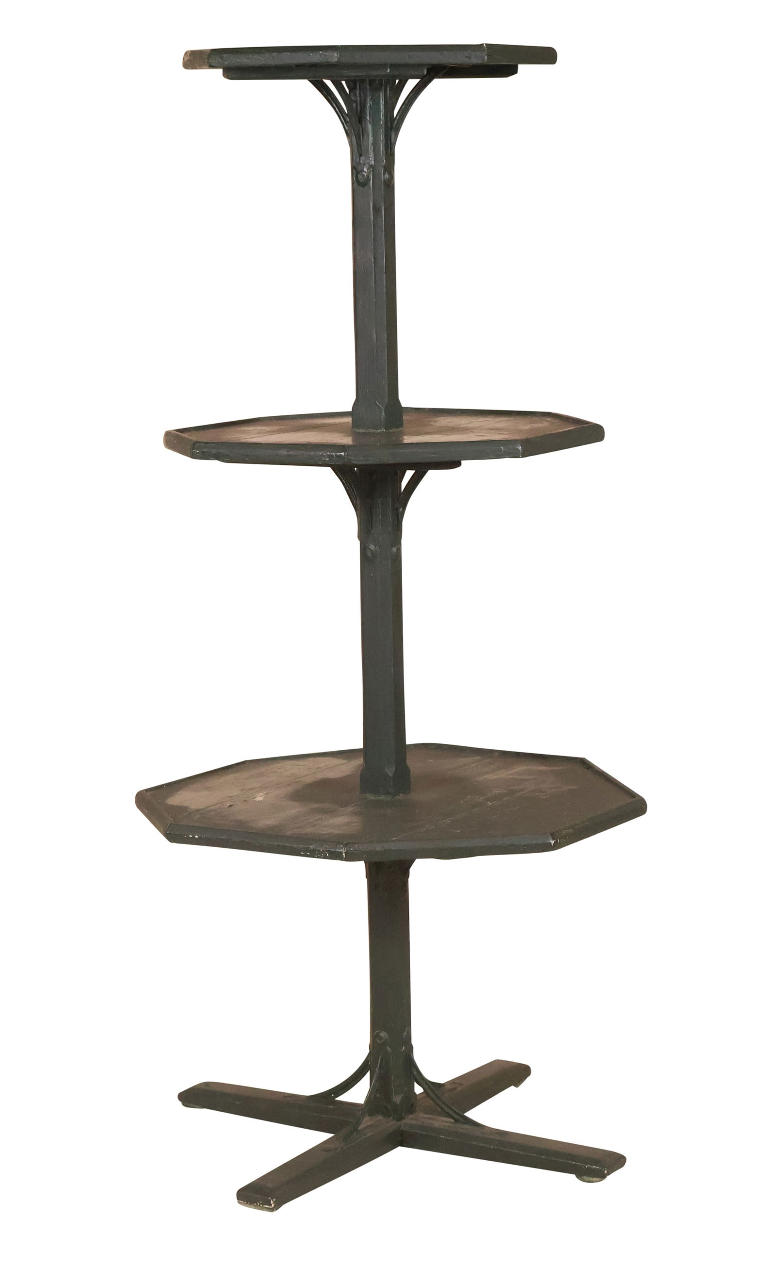 Green Painted Three Tiered Plant Stand (1 of 8)